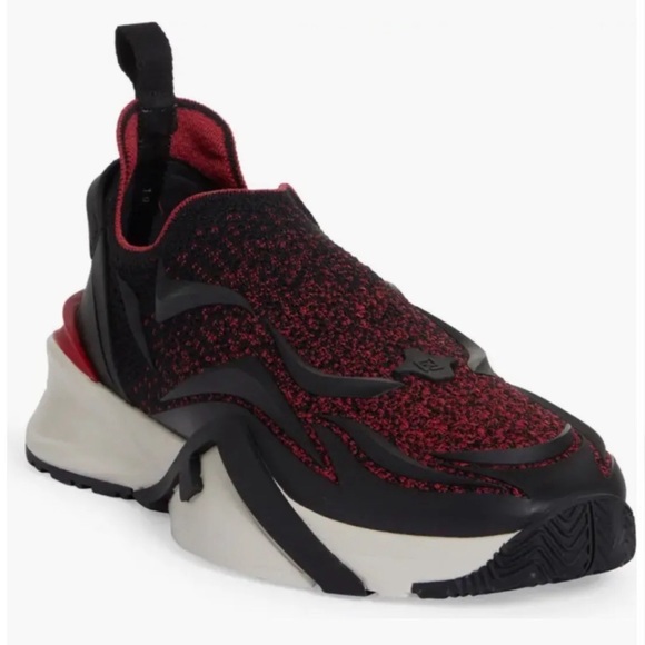 Authentic Fendi Men's Fendi Flow Tonal Knit Slip-On Running Sneakers